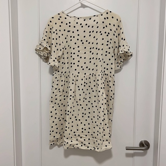Madewell Spring Ivory/Black Polkadot Dress with Pockets (XS) - Picture 2 of 4